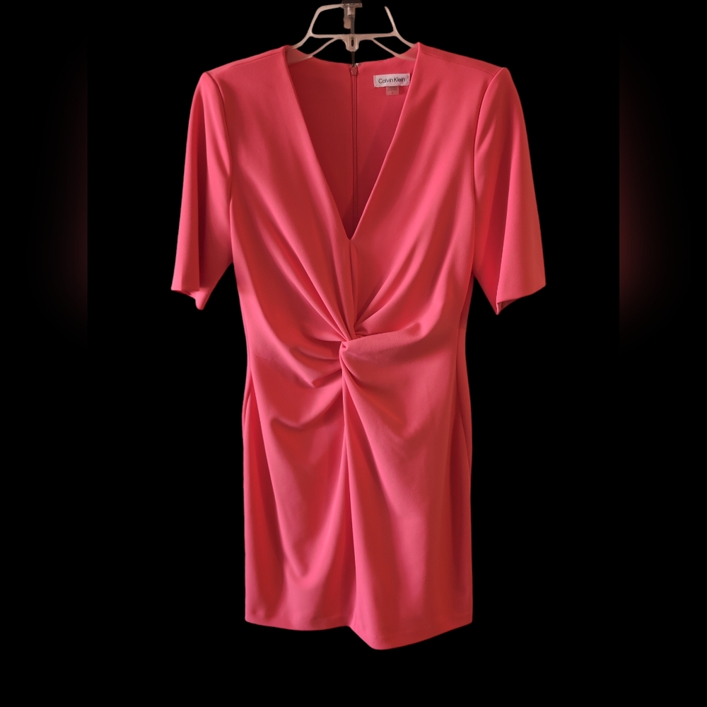Hot pink Calvin Klein dress with shoulder pads size 10